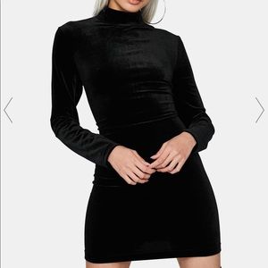 Black velvet long sleeve mini dress / dolls kill